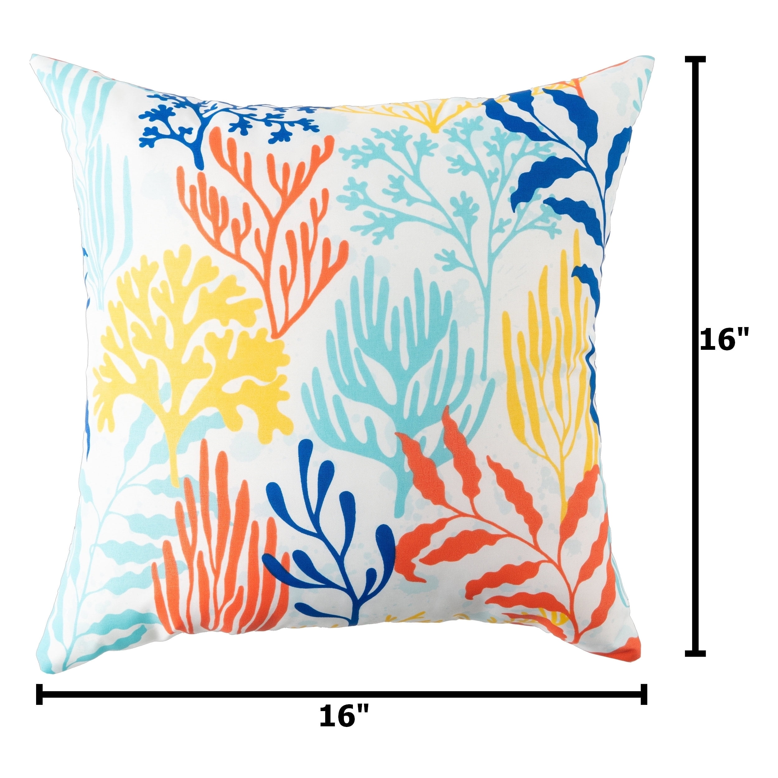 Mainstays Coastal Corals Reversible Outdoor Throw Pillow 16 inch Multi-color Novelty
