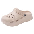 thumbnail image 5 of Rokment Platform Chunky Clogs Garden Shoes for Women with Back Straps Beach Summer Casual Wide Width Closed Toe Arch Support Non Slip Gardening Work Barefoot Water Sandals Khaki Size 6.5, 5 of 6