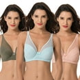 thumbnail image 1 of Curve Muse Women's Plus Size Minimizer Unlined Underwire Full Coverage Bra-3PK-GREEN,PINK,LT BLUE-48C, 1 of 7