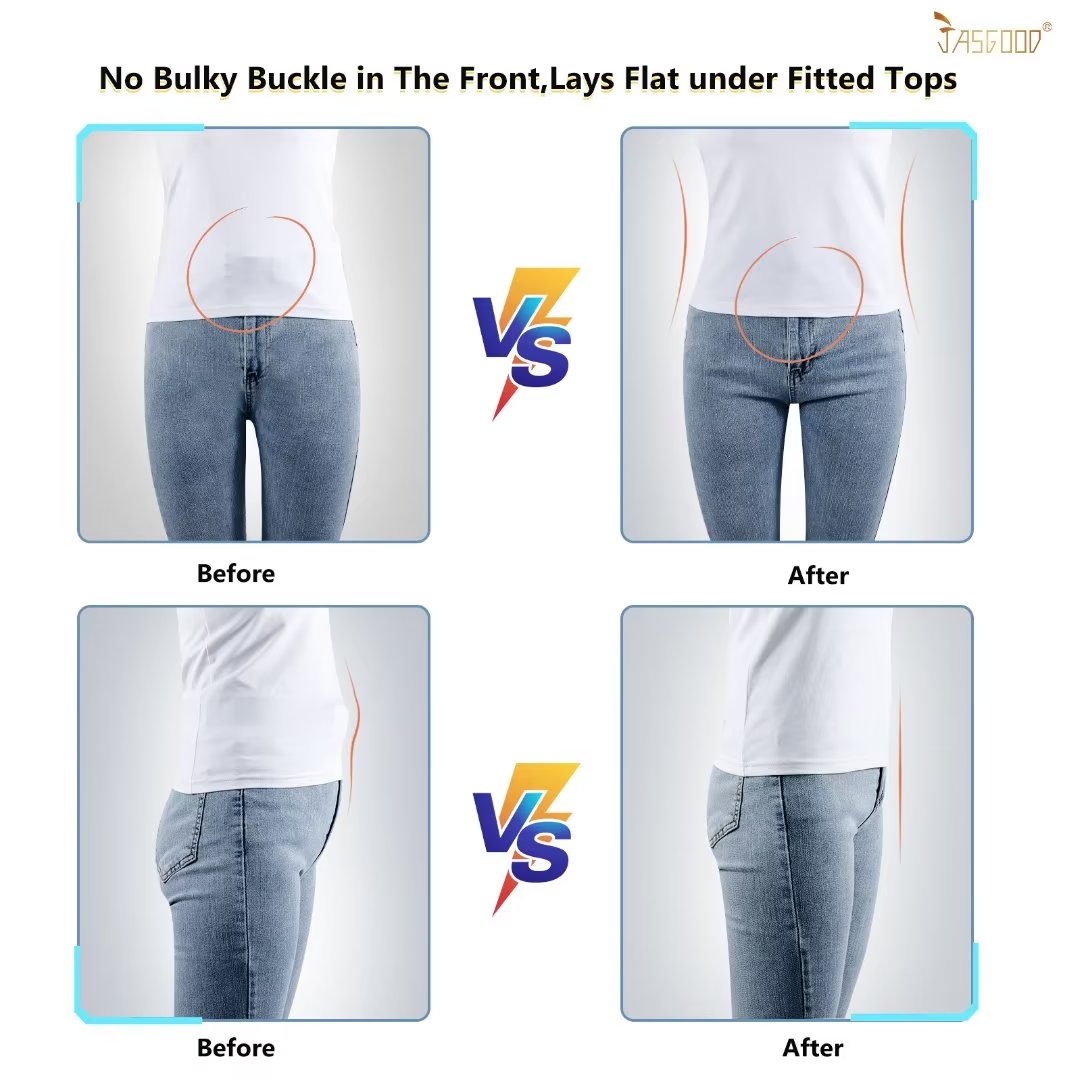 JASGOOD Women Invisible Stretch Belt with Flat Buckle photo 6