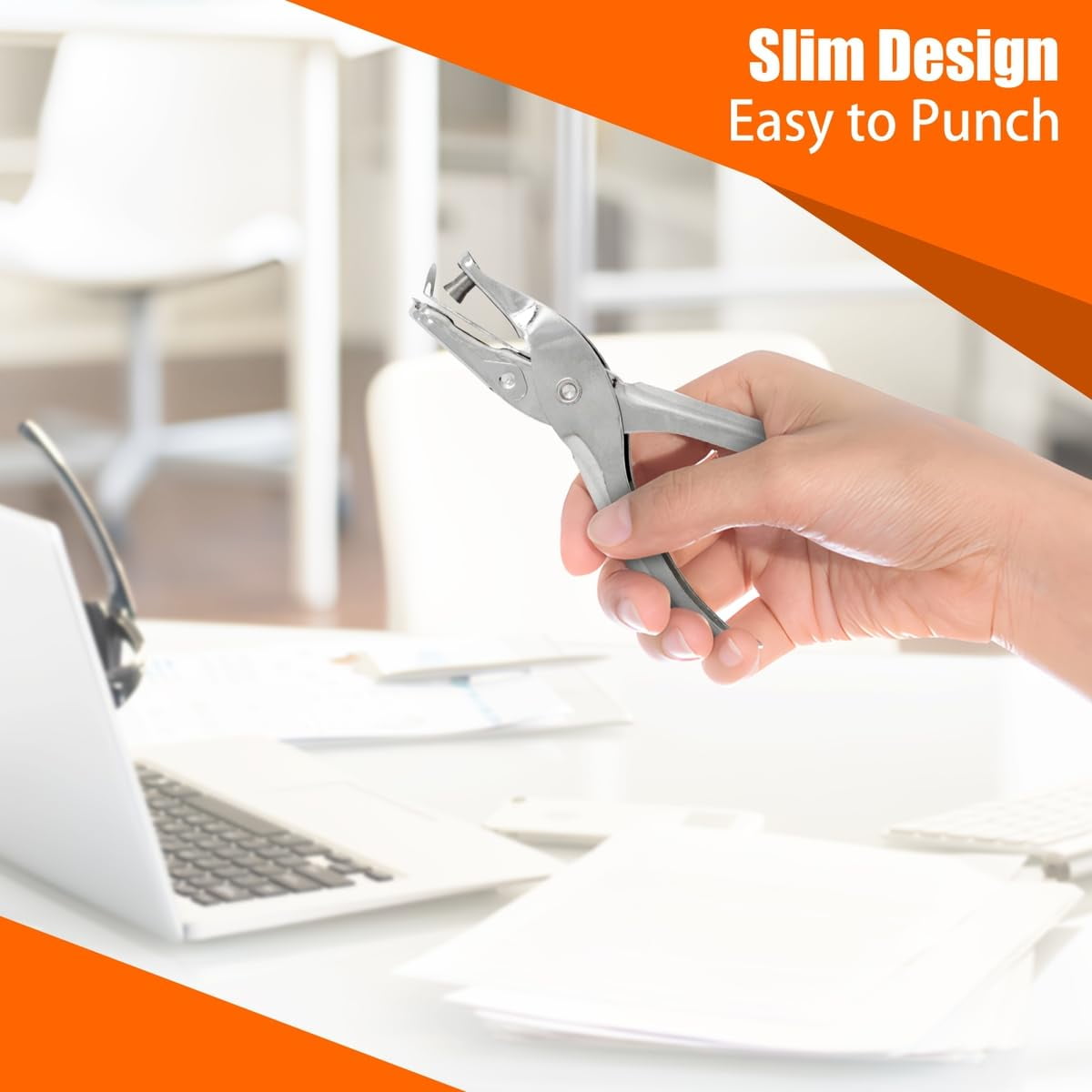 Hole Puncher, 6 Pack, 8 Sheet Capacity Single Hole Punch, Silver Color, Paper Punch for Paper, 1 Hole Puncher Single