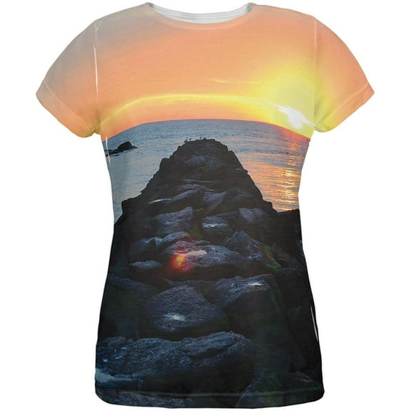 Beach Sunset Jetty Pete Cohen All Over Womens T-Shirt - Medium