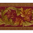 thumbnail image 1 of Dundee Deco Prepasted Wallpaper Border - Abstract Burgundy, Brown, Green Leaves, Vines, 15 ft x 5.75 in, 1 of 6