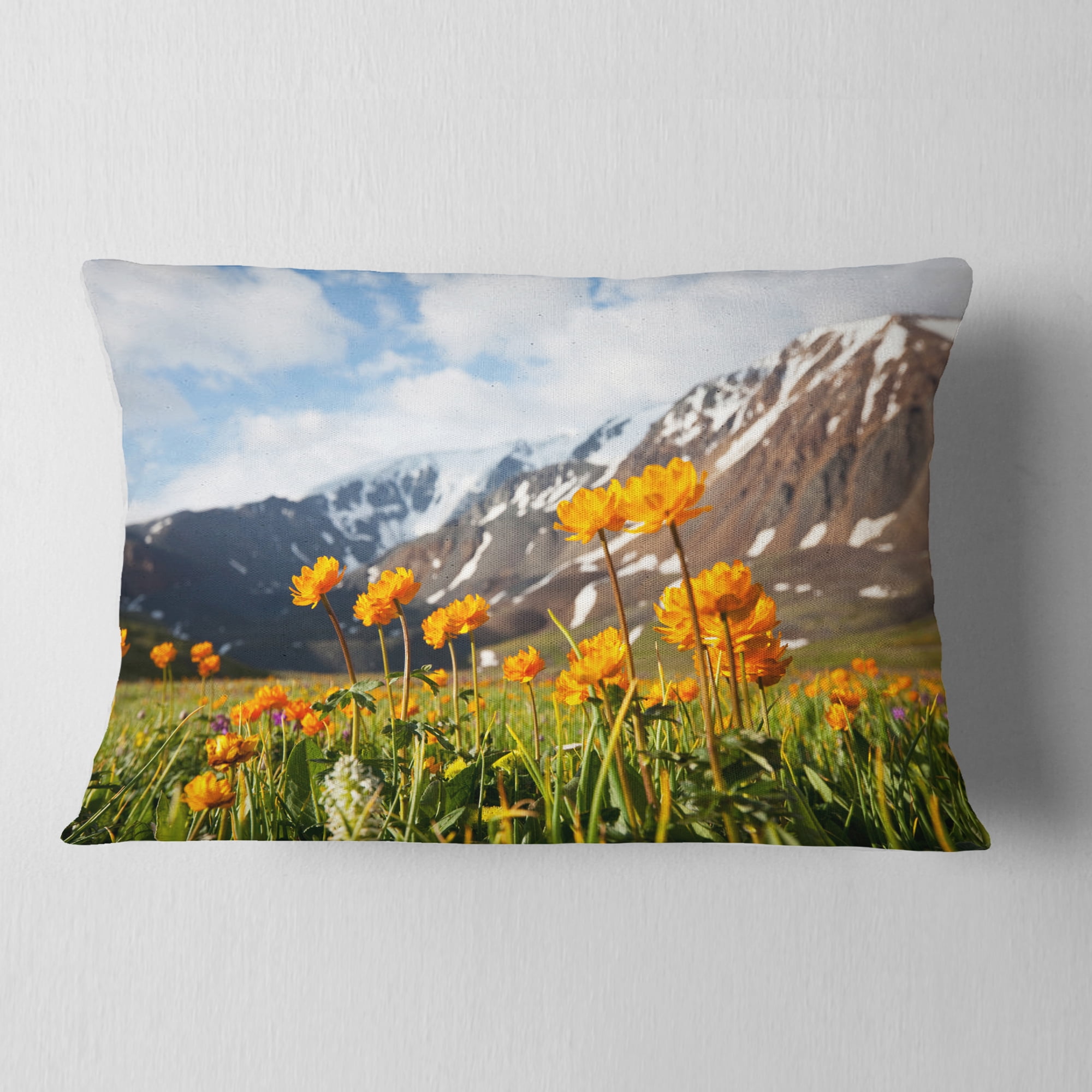 Designart 12" x 20" Yellow Polyester Throw Pillow