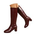 thumbnail image 3 of YLYL Womens Knee High Boots Snip Toe Side Zipper Chunky Mid Heel Fall Winter Fashion Long Boots, 3 of 9