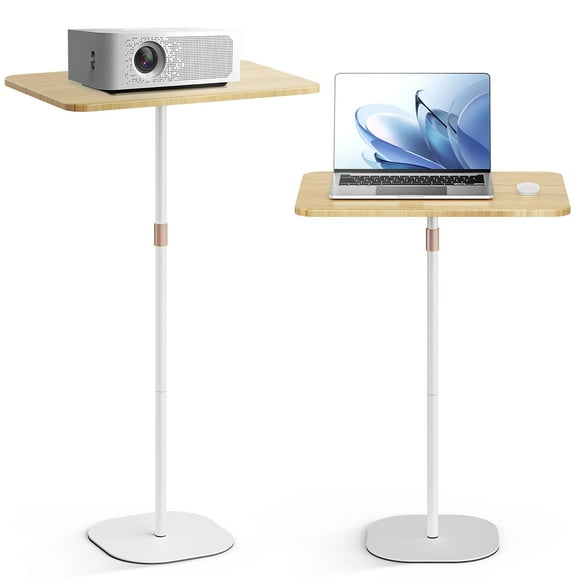 POLESTO Portable Laptop Floor Stand, Bedside/Sofa Table with Height Adjustable 18''~47'', Stylish Movable Workstation Floor Standing Desk for Office,