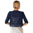 thumbnail image 2 of TTAO Womens Half Sleeve Lightweight Cardigan Ruffle Chiffon Bolero Shrug Casual Party Outerwear Navy Blue L, 2 of 7