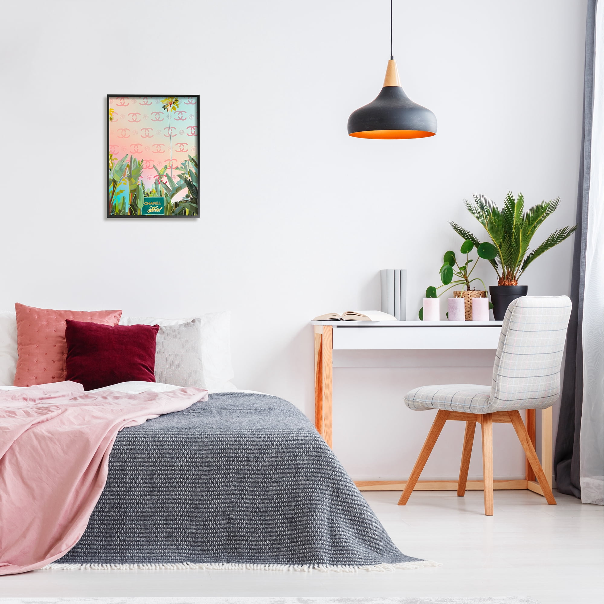 Stupell Industries Glam Tropical Hotel Nature Painting Black Framed Art Print Wall Art, 16 x 20