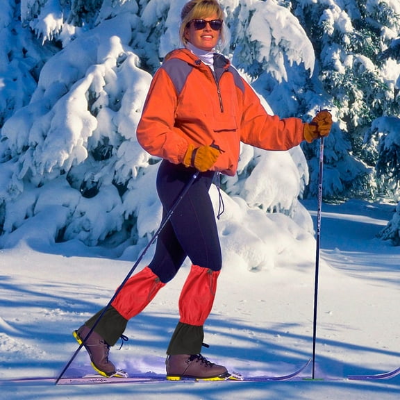 WORGEOUS Outdoor Waterproof Windproof Gaiters Leg Protection Guard for Skiing Hiking Climbing Moutaineering (Red)