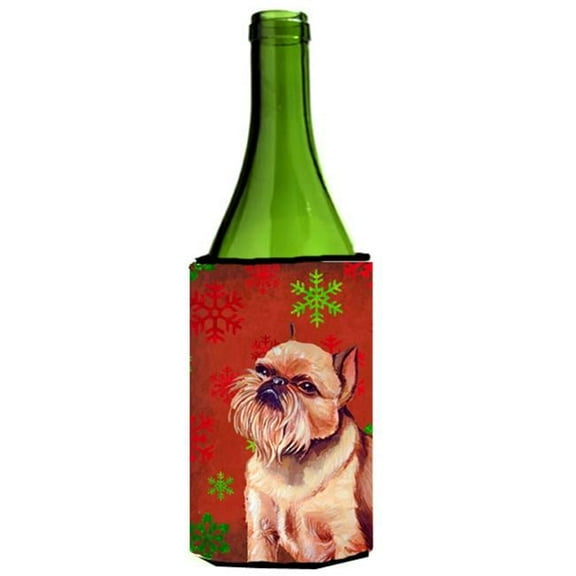 Brussels Griffon Snowflakes Holiday Christmas Wine bottle sleeve Hugger