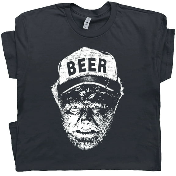 Cool Werewolf Beer T Shirt Funny Wolfman Drinking Alcohol Shirts Cool Vintage Horror Movie Retro Graphic Tee for Men Women
