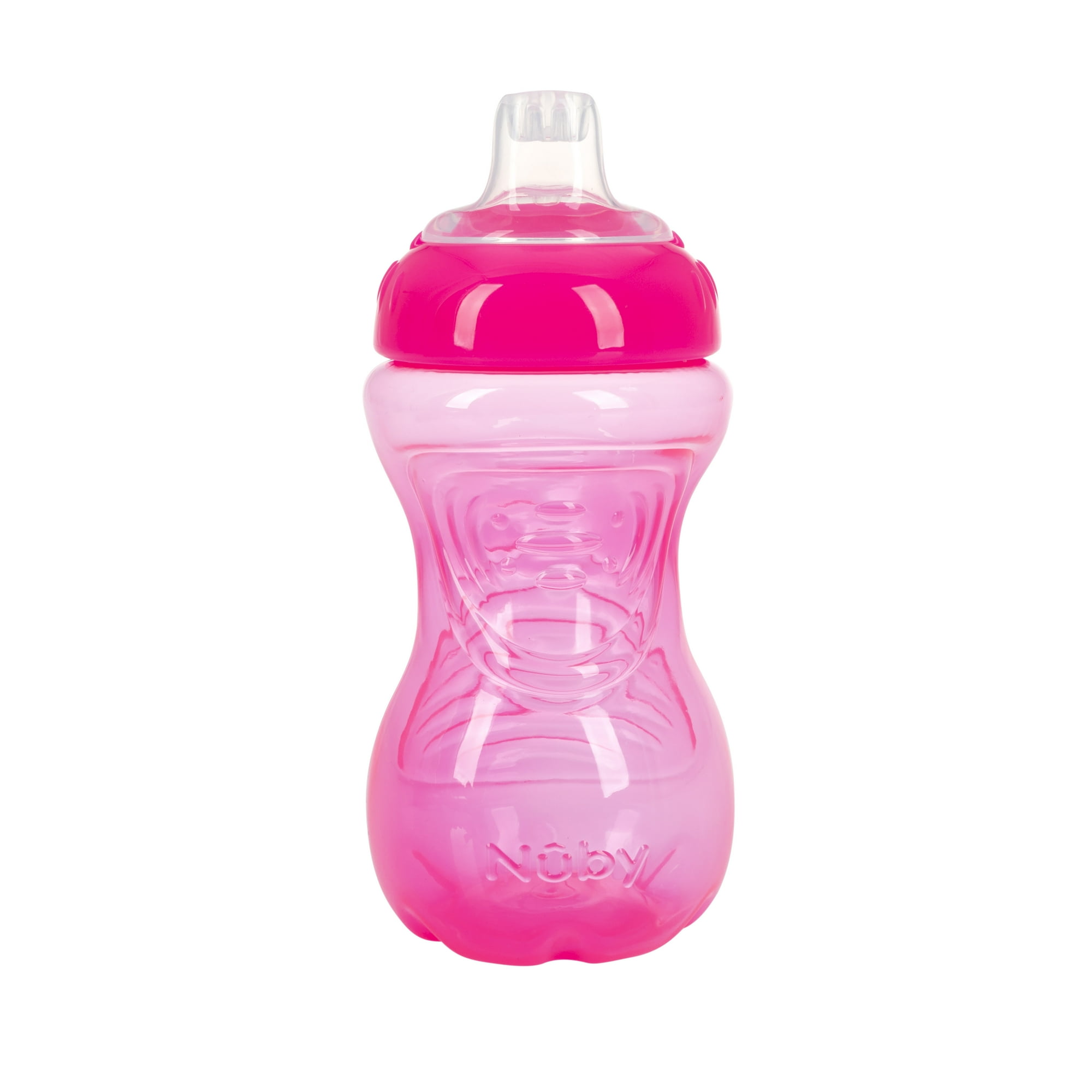 Nuby No Spill Easy Grip Training Sippy Cup, 6+ Months, Pink, 10 oz