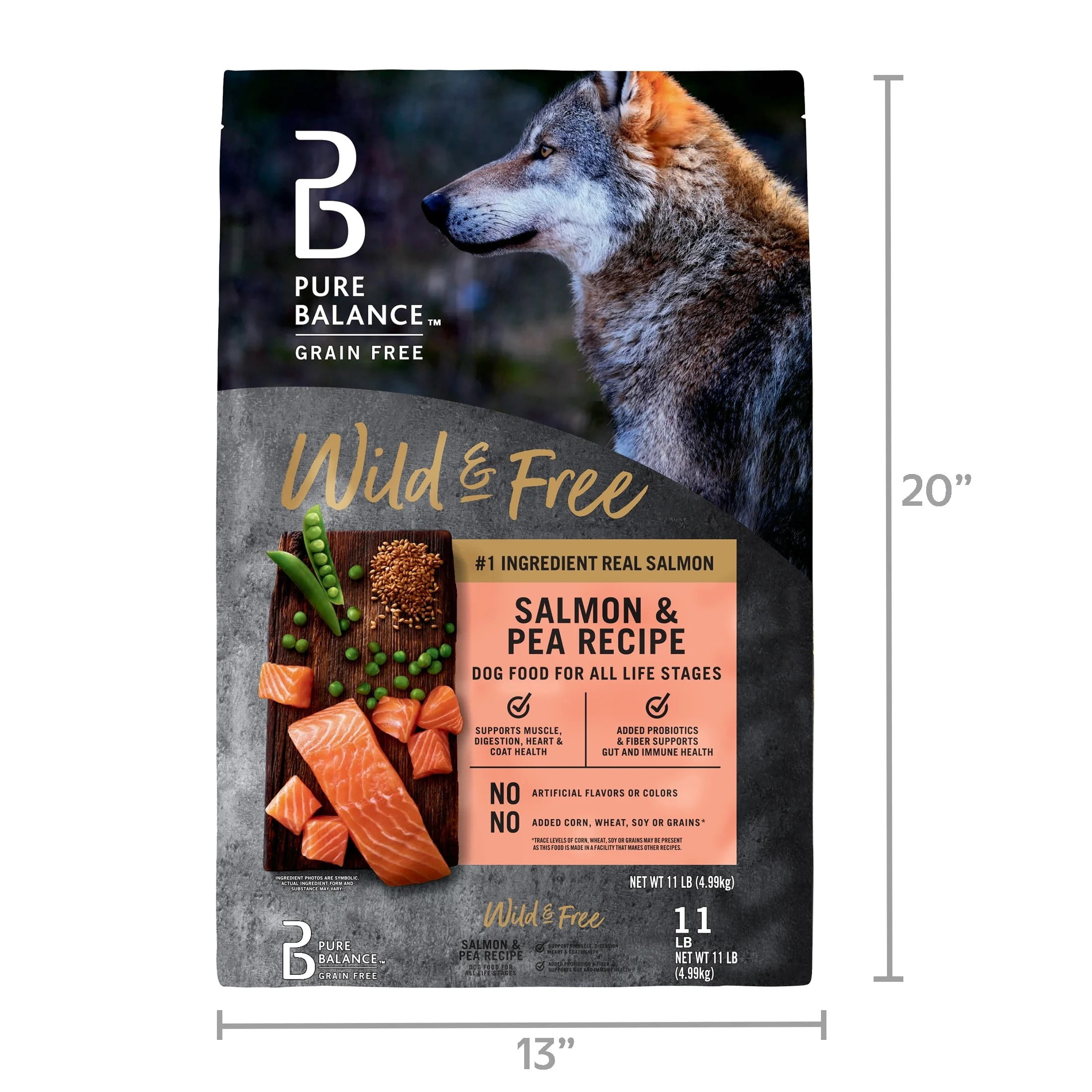 (2 pack) Pure Balance Wild & Free Grain-Free Salmon & Pea Recipe Dry Dog Food, 11 lbs