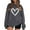 Gray, variant on WREESH Womens Fashion Crewneck Sweatshirts Printed Loose Long Sleeves Blouse Casual Tops Sweatshirt Pullover Black