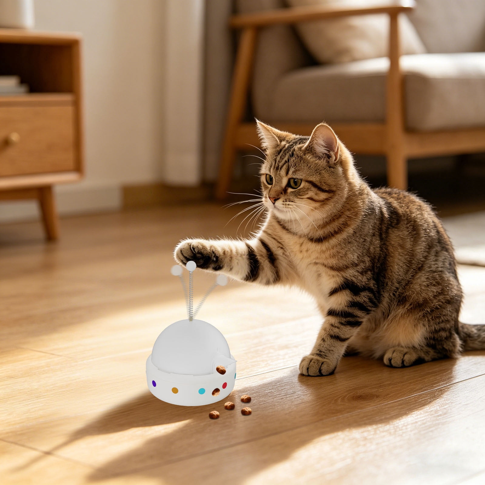 Cat Puzzle Treat Dispenser Electric Intelligent Interactive Feeder Toy for Indoor Cat Enrichment Training Kitten Feeding Play A