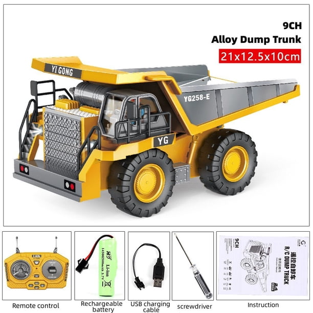 Coche de juguete a Control remoto para niños, excavadora de 2,4G, camión volquete, excavadora, modelo de vehículo de ingeniería, regalos de cumpleaños y Navidad Fivean unisex