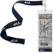 Bulk 25 Pack - Ticket Stub Holder Display Sleeves with VIP Lanyards - 2 ⅛ X 5 ⅝ Inch TICKETMASTER Compatible - Clear Flexible Vinyl Plastic Holder Pouch for Concerts & Sports by Specialist ID
