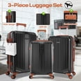 thumbnail image 2 of SANOPY 3 Piece Hardshell Luggage Set, 20"+24"+28" ABS+PC Lightweight Suitcases, Silent 360° Wheels, TSA Lock, Black, 2 of 9