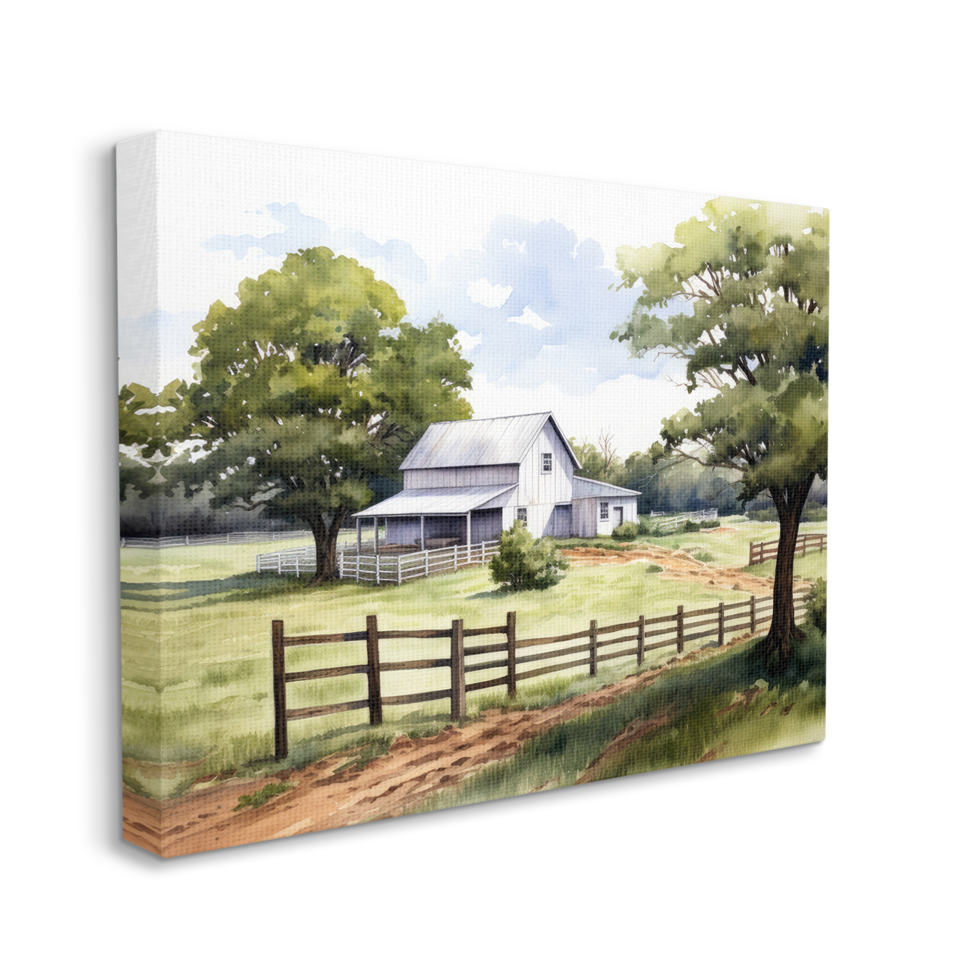 Stupell Industries Rural Cottage Painting Landscape Painting Gallery Wrapped Canvas Art Print Wall Art, 30 x 24