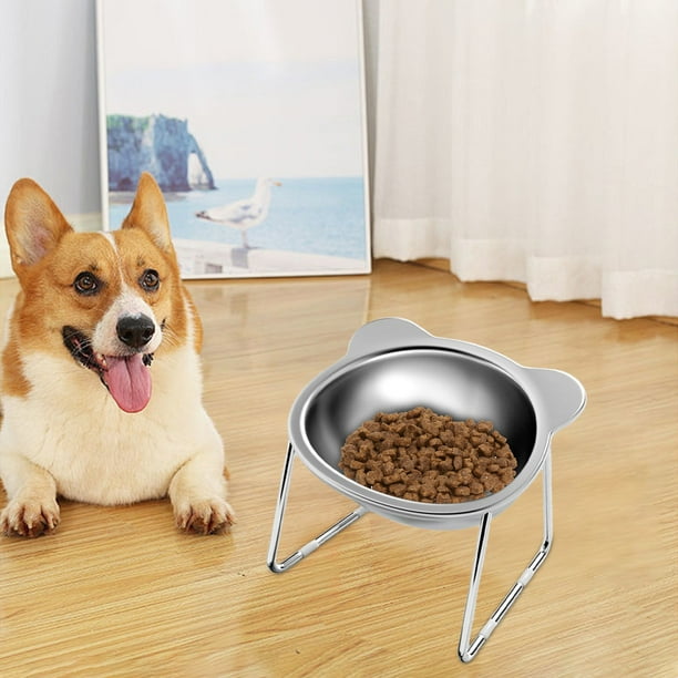 Cuenco elevado de acero inoxidable para gatos y perros, plato de agua y comida antideslizante de borde ancho, estación de alimentación elevada con base robusta, diseño ergonómico para una mejor