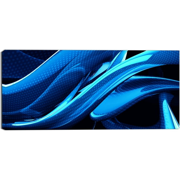Design Art Liquid Blue Abstract Canvas Art, 32" x 16"