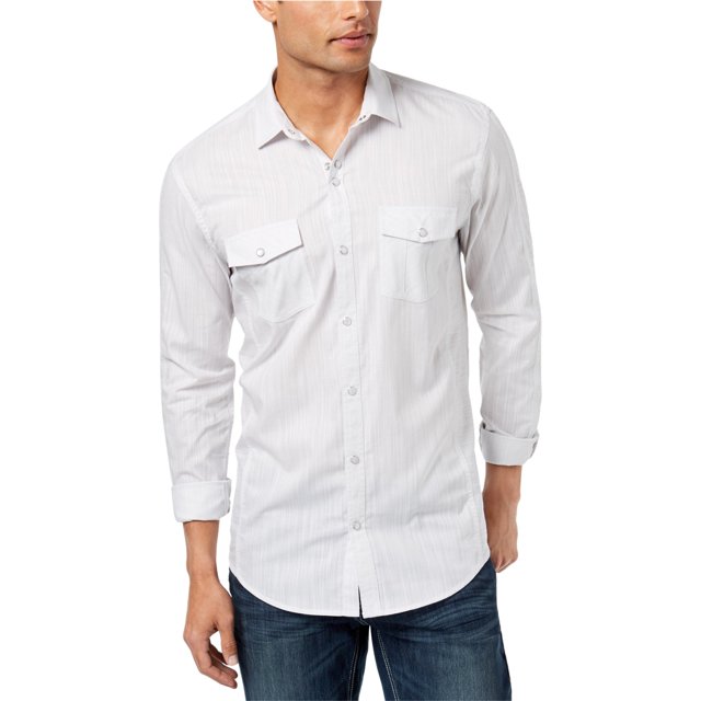 INC Camisa con botones de cambray texturizada para hombre, blanca, extragrande