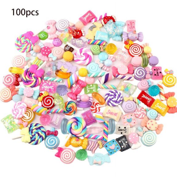 TRINGKY 30/50/100Pcs Assorted Resin Mixed Candy Sweets Drop Oil Flatback Cabochon