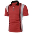 thumbnail image 3 of Maean Men's Fashion Collared Shirts Vintage Striped Quarter Zipper Tops Casual Short Sleeve Golf Shirt, 3 of 5