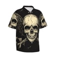 thumbnail image 2 of Daiia Gothic Winged Skull Hawaiian Shirt for Men Gentle Cotton Regular Short Sleeve Casual-X-Large, 2 of 9