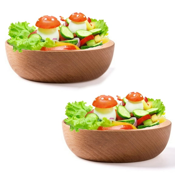Wooden Salad Bowl Set,Wood Shallow Bowl,Fruit Bowl,Small Salad Bowls For Kitchen-Medium two piece set