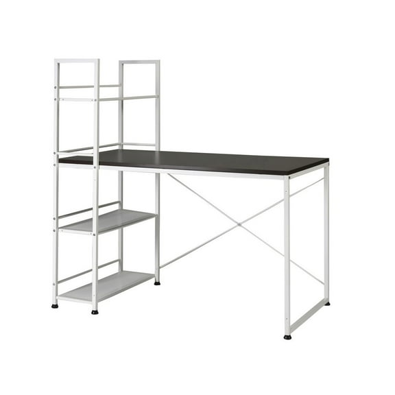 Smart Desk Reversible With Bookshelf Of Wooden Brown and White Powder Coating