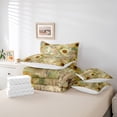 thumbnail image 5 of Feelyou Vibrant Gold Sunflower Bedding Comforter Set 7pcs, Retro Fashion Newspaper Queen Bedding Sets, Rustic Farmhouse Reversible Queen Sheet Sets, Lightweight Room Decor, 5 of 7