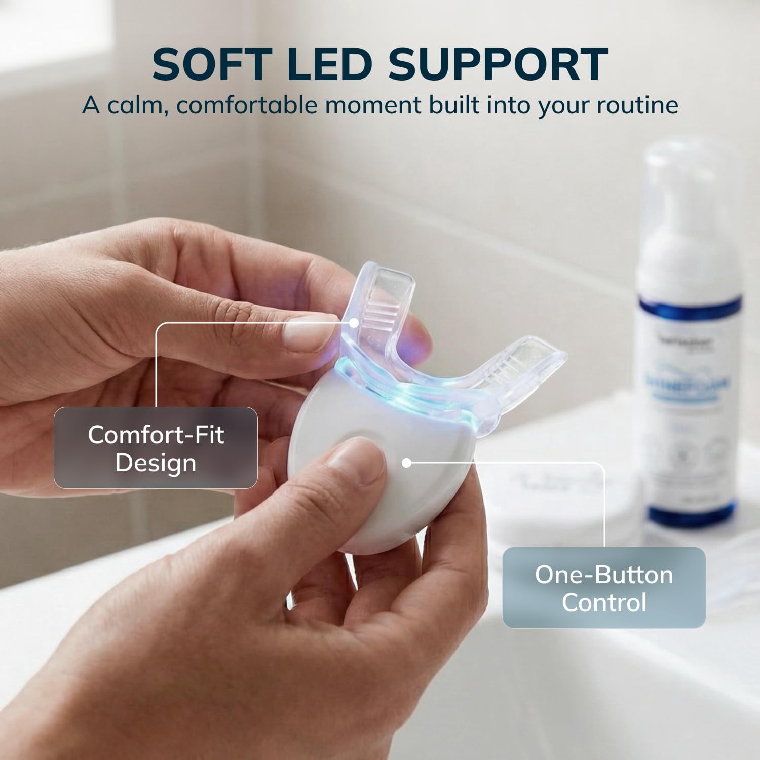 Swissker by Swissklip LED Tooth Whitening Kit — LED Light Kit with Blue Light Activation – Professional Teeth Whitener with Mouthpiece Tray – at Home Teeth Whitening Device System