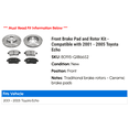 thumbnail image 2 of Front Brake Pad and Rotor Kit - Compatible with 2001 - 2005 Toyota Echo 2002 2003 2004, 2 of 2