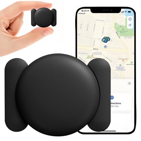 Black Magnetic iOS GPS Tracker, Item Locator with Protective Case, IP67 Waterproof, 400-Day Battery