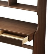 BALANBO Kids Desk with Bookshelf Wooden Children’s Media Desk Student's Study Computer Workstation and Writing Table (Brown)