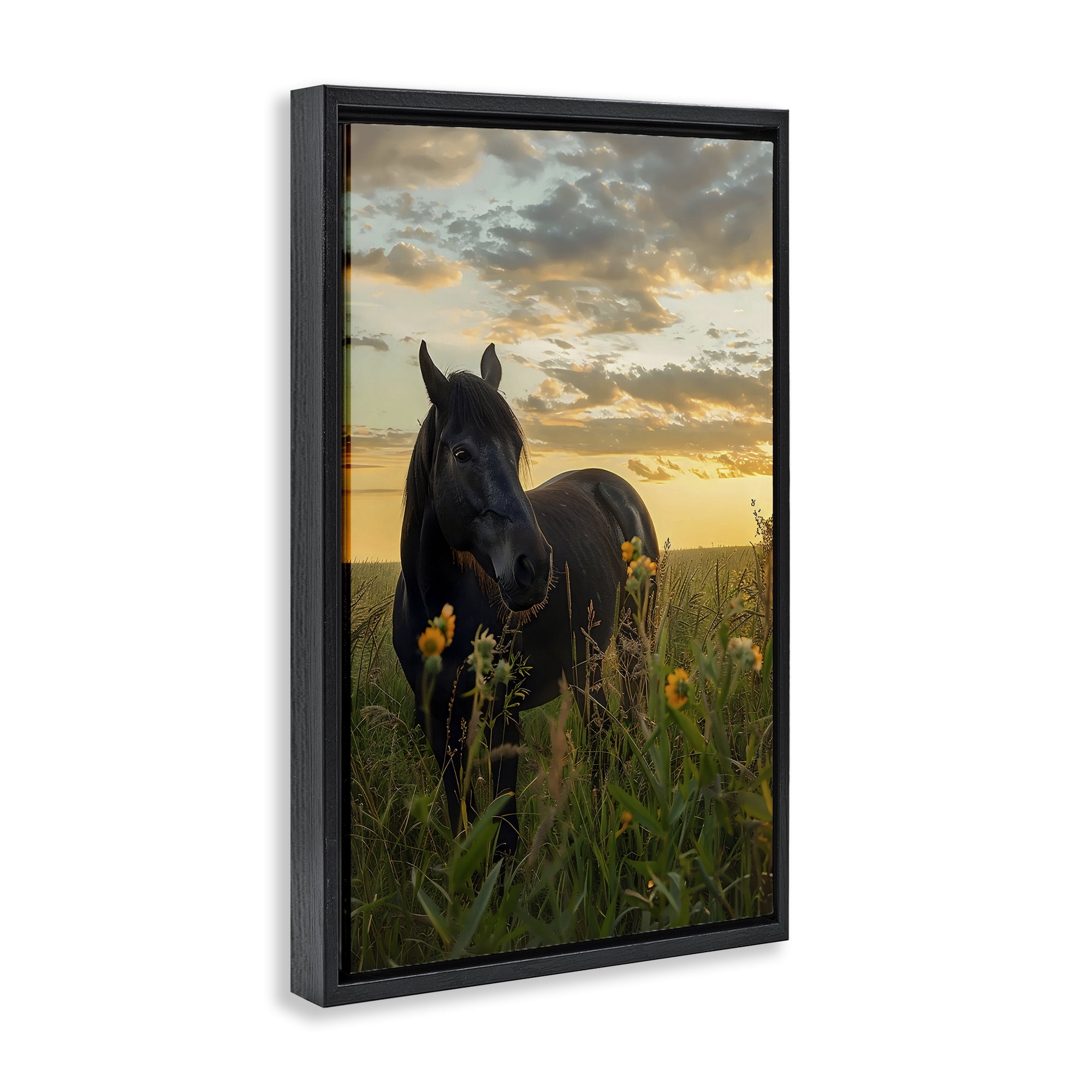 Stupell Industries Standing In Field Of Flowers Black Framed Floater Canvas Wall Art, design by Creative Studio
