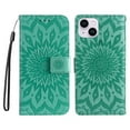thumbnail image 5 of Allytech for Apple iPhone 15 Plus Case Wallet, Mandala Embossed PU Leather Flip Folio Cover Cards Slots Stand Protective Shockproof Wallet Case Cover for Apple iPhone 15 Plus - Green, 5 of 12