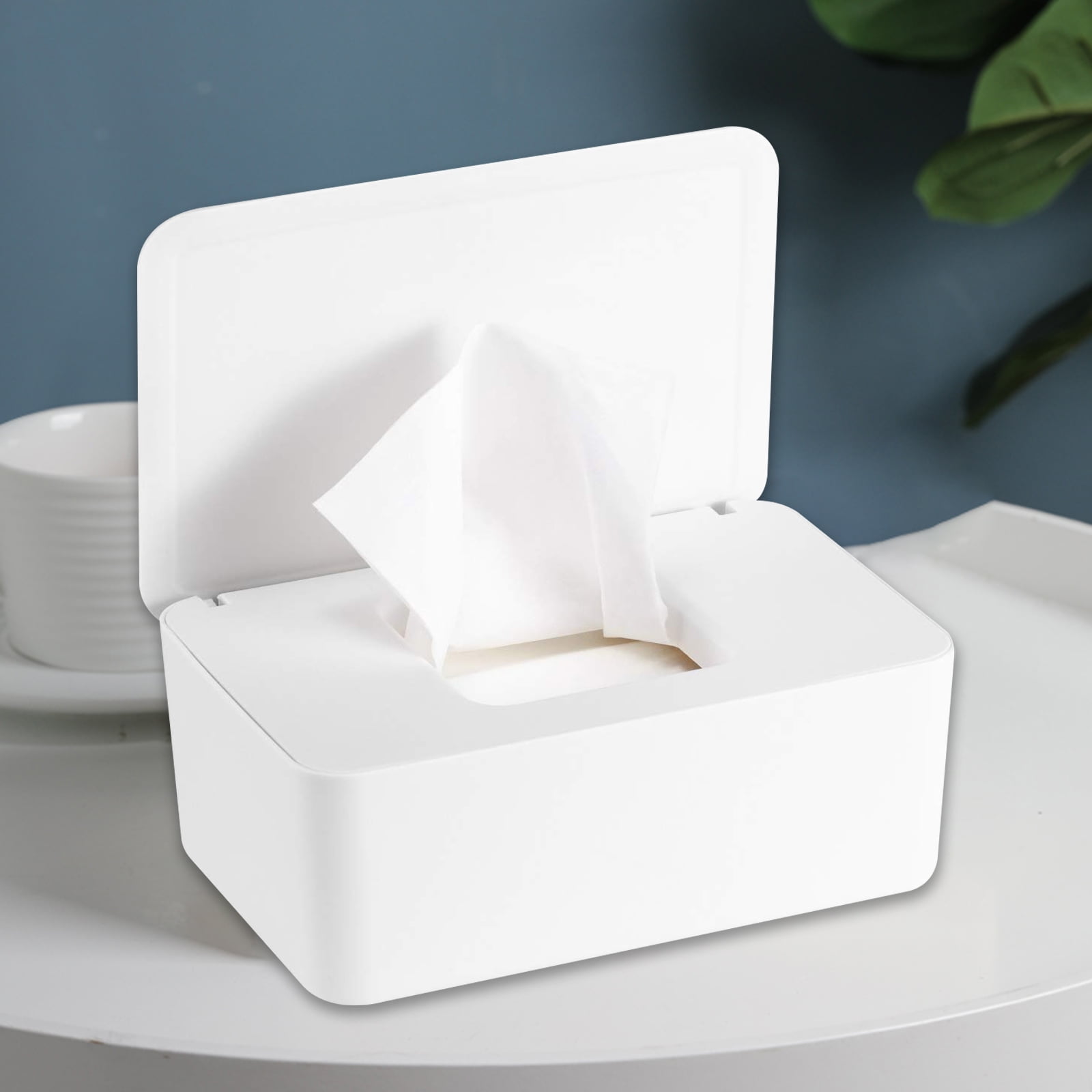 White Wet Wipes Storage Box Wipes Dispenser Holder Tissue Storage Box Case with Lid Dustproof for Home Office 
