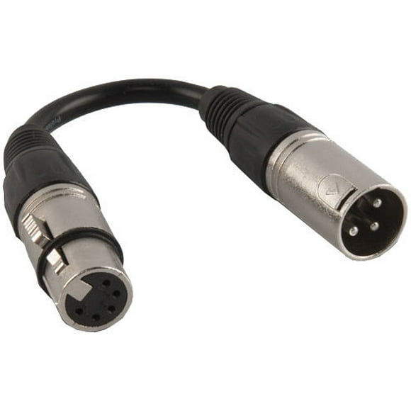 Chauvet DMX Cable - 3-Pin Male to 5-Pin Female, Black, 6"