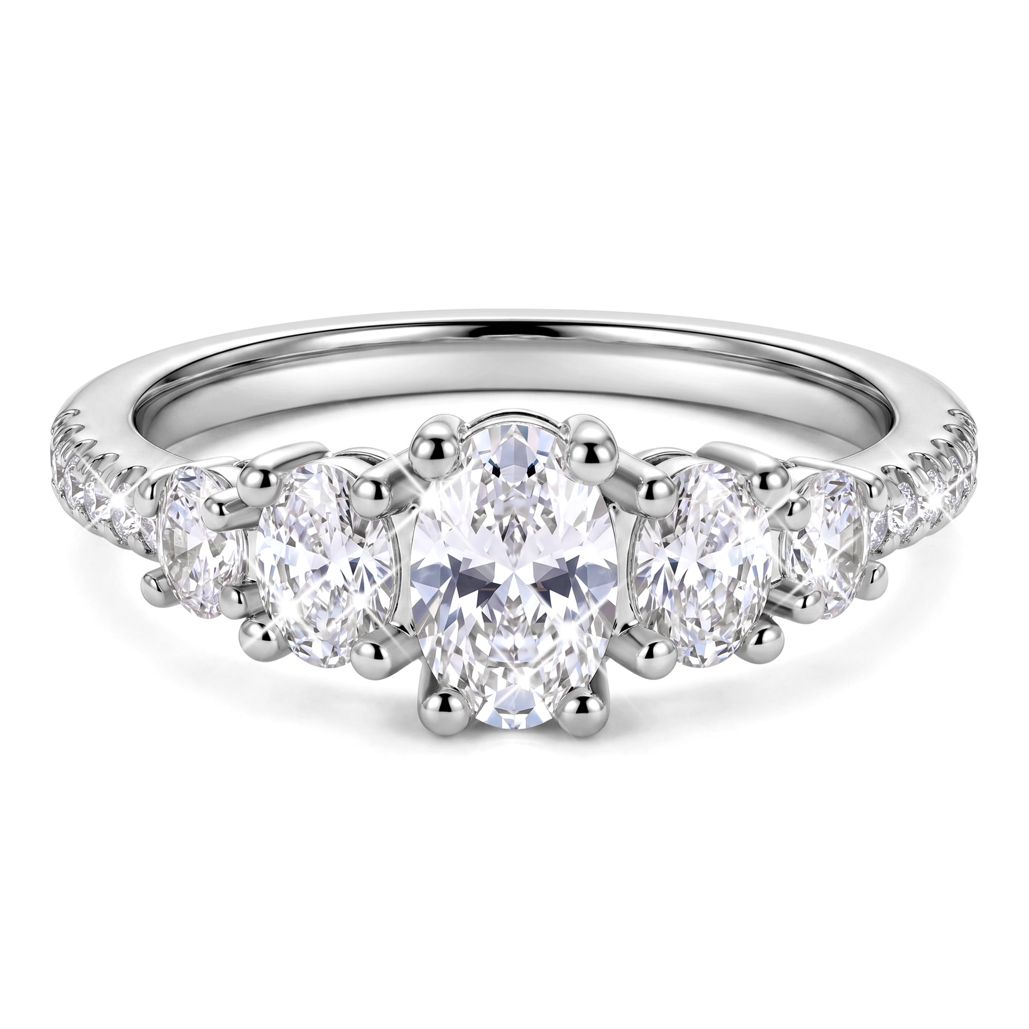 Beautlace Oval Cut Ring for Women S925 Sterling Silver Plated 5A CZ Solitaire Promise Engagement Ring Dainty Stackable Non Tarnish Wedding Anniversary Christmas Birthday Gift for Her Wife Girlfriend