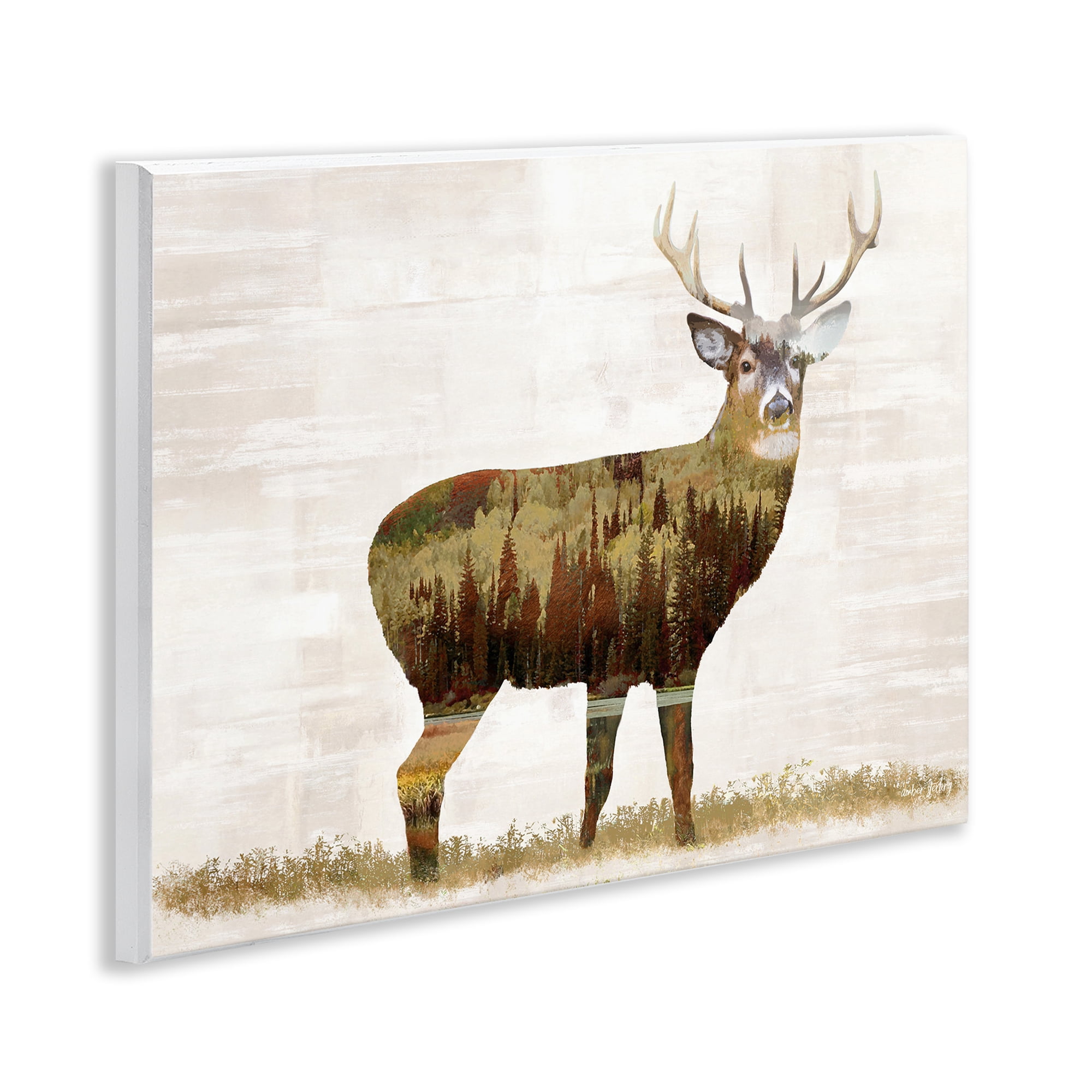 Stupell Industries Forest Pattern Deer Animals & Insects Painting Unframed Art Print Wall Art, 14 x 11
