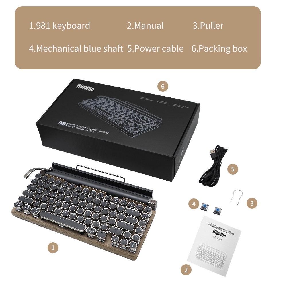 ITIGOITIE 83-Key Retro Mechanical Typewriter Keyboard photo 2