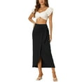 thumbnail image 2 of INSPIRE CHIC Women's Boho High Waisted Long Skirt Summer Beach Maxi Wrap Skirts with Slit XL Black, 2 of 6