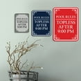 thumbnail image 3 of Signs ByLITA Portrait Round Pool Rules: Topless after 9:00 Pm Door or Wall Sign Durable ABS Plastic | Laser Engraved | Easy Installation | Elegant Design | Pool Safety Sign (Brushed Gold) - Large, 3 of 8