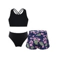 thumbnail image 1 of Girls 3Pcs Racer Back Top with Briefs and Booty Short Gymnastics Dance Sport Outfits Flowers 14, 1 of 7