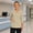 Beige, variant on Womens 3/4 Sleeve V-Neck Nursing Scrub Top with Pockets Side Slits Casual Medical Uniform Army Green XXL
