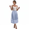 thumbnail image 2 of Women's Satin Midi Half Slip Skirt with Lace Trim, Elastic Waist A-Line Silky Underskirt, Soft Under Dress Skirt for Women Office Date Night Daily Wear, 2 of 8