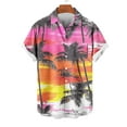 thumbnail image 4 of Iugvhana Men's Hawaiian Beach Sunset Shirt Summer Button Down Shirts Casual Short Sleeve Tropical Holiday Shirts Top Pink S, 4 of 6