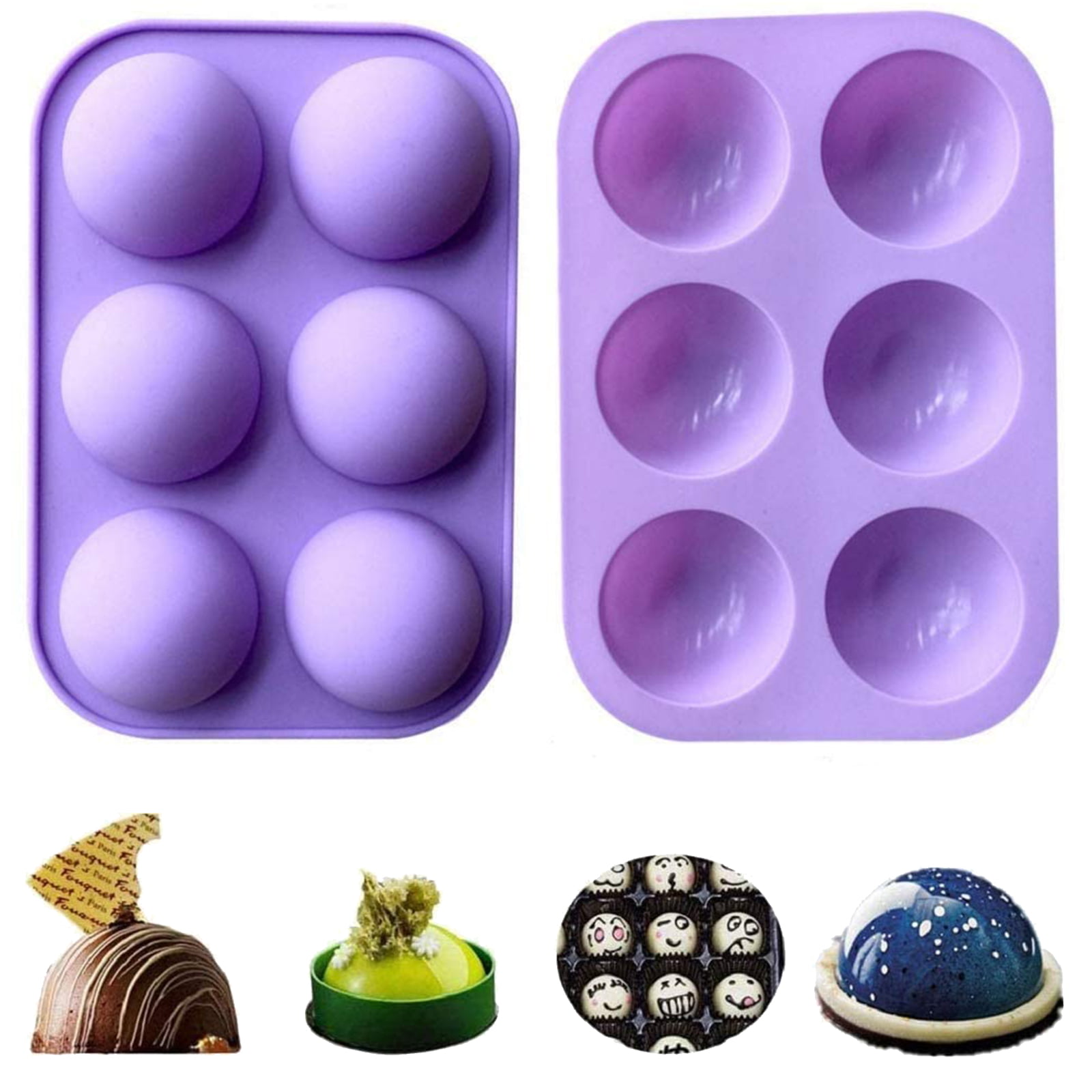 Red Brown, 2-Pack Dome Mousse 3.15 XL 6-Cavity Semi Sphere Silicone Mold 3 Baking Bomb Mould for Making Hot Chocolate Bombs Jelly Cakes Hot Chocolate Bomb Mould